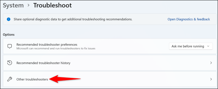 تنظیمات صوتی با Other Troubleshooters