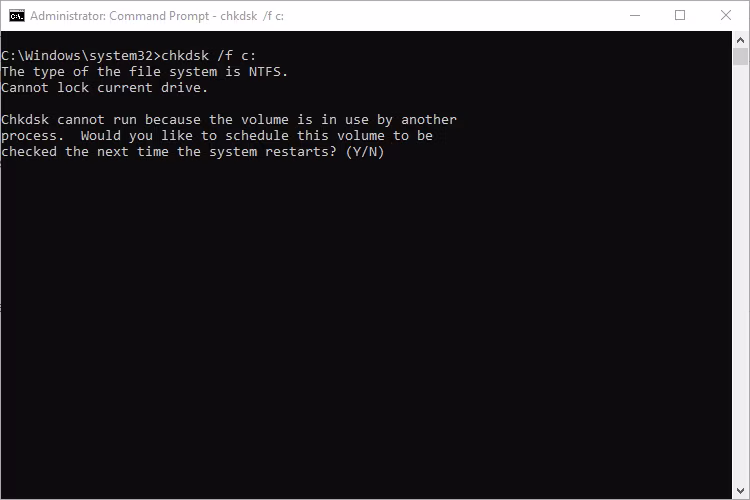 chkdsk /f c: